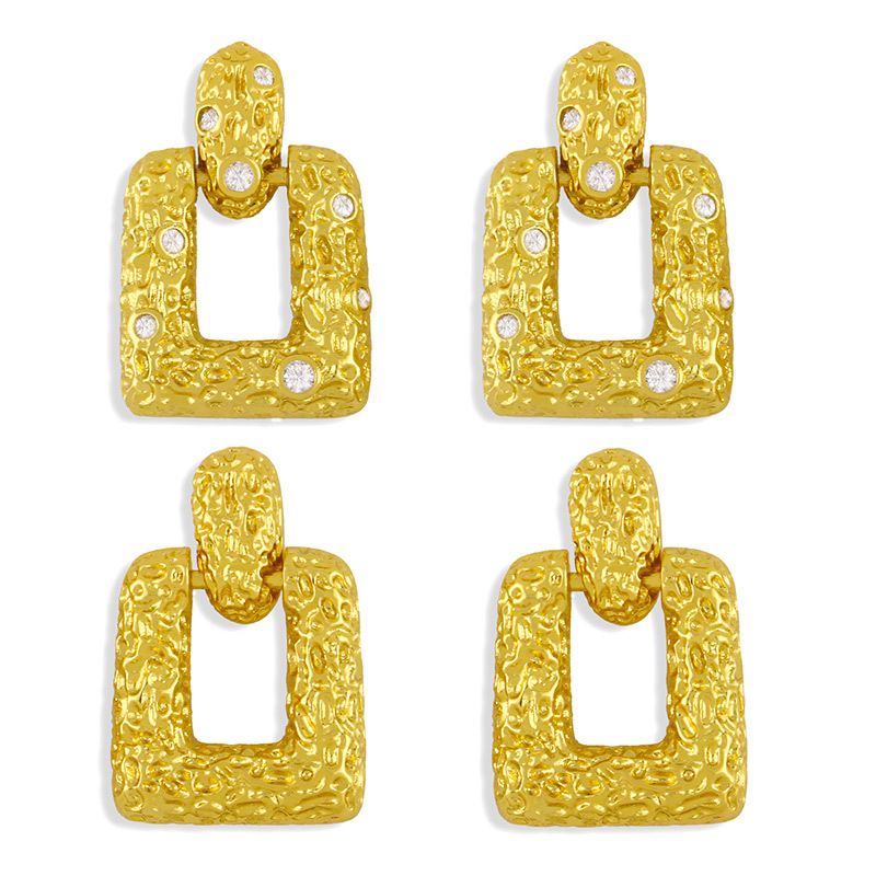 Mode Lava Falte Geometrische Kupfer Eingelegte Zirkon Ohrringe Großhandel