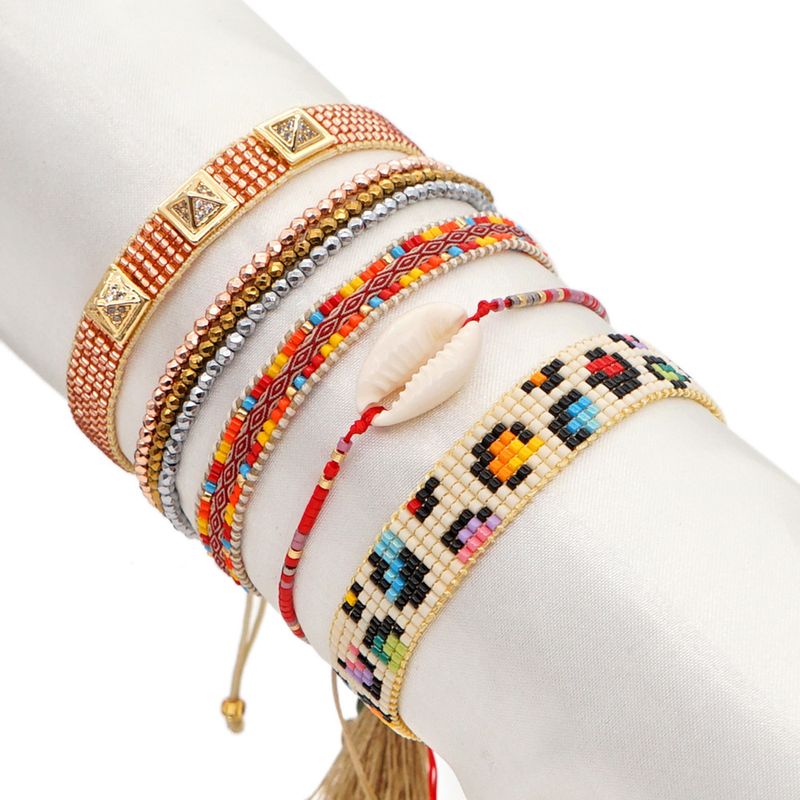 Fashion Diamond-studded Multi-layered Miyuki Bead Woven Colorful Leopard Bracelet