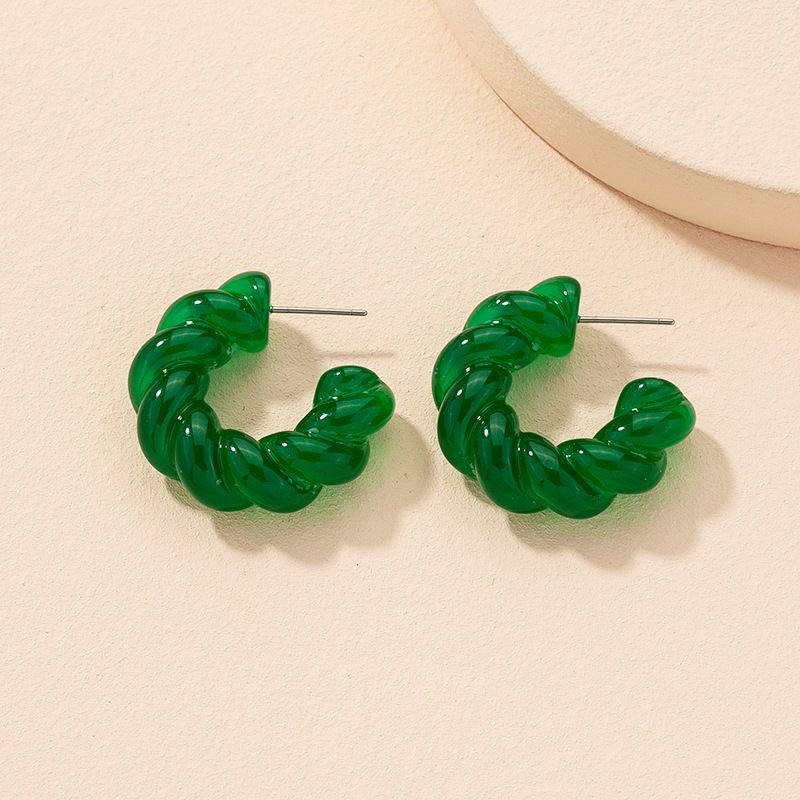 Korean Acrylic Geometric C-shape Green Earrings Wholesale