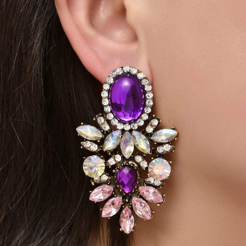 Fashion Geometric Alloy Cracked Gemstone Earrings Wholesale