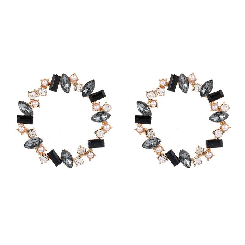 Fashion Geometric Rhinestone Big Circle Alloy Earrings Wholesale