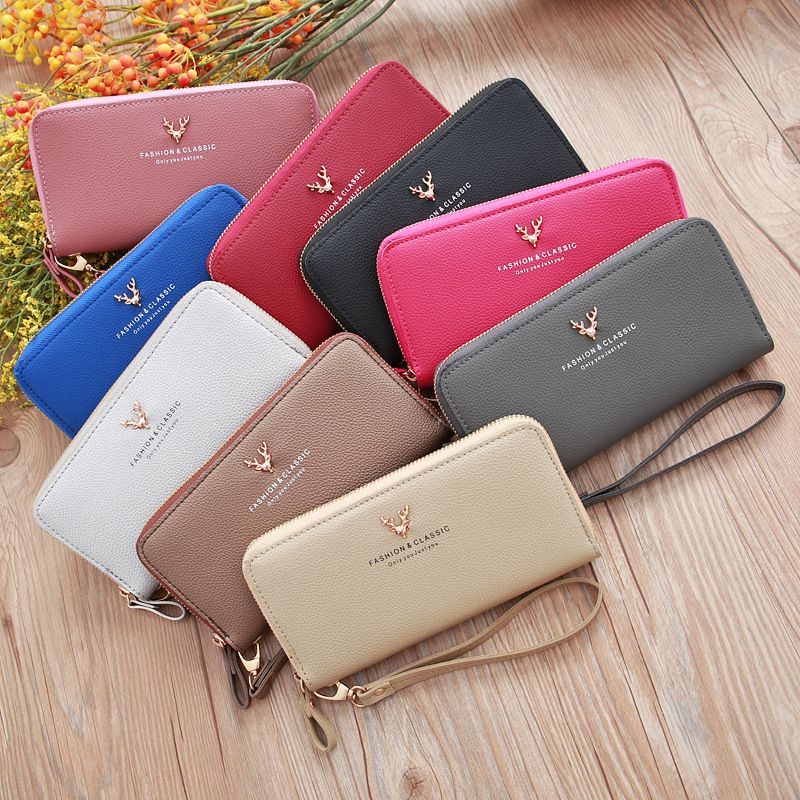 Fashion Deer Head Long Multifunctional Embroidered Portable Wallet Wholesale