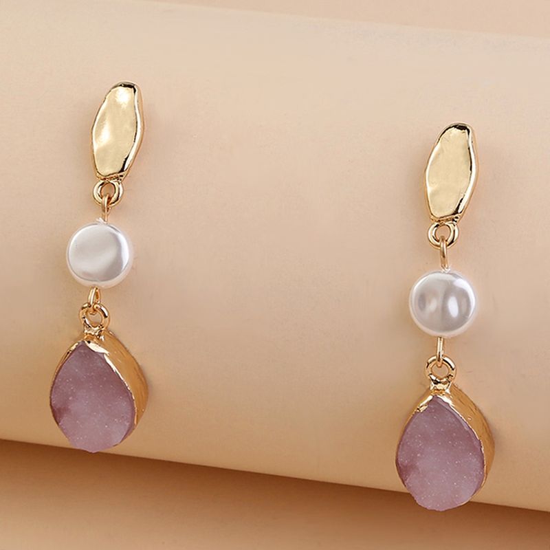 Wholesale Fashion Pink Drop Pendant Earrings