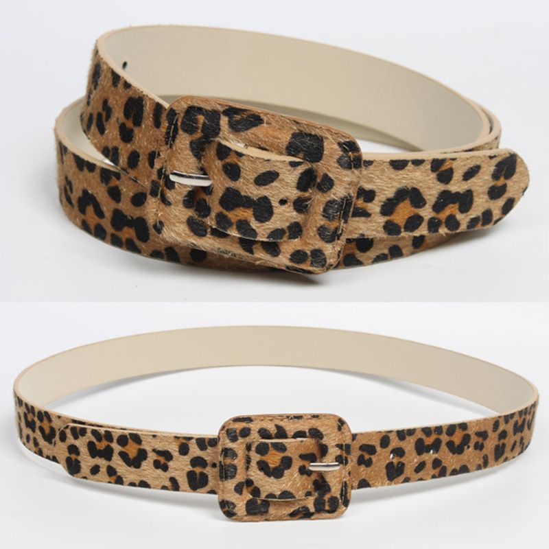 Korean Leopard Print Square Pin Buckle Belt