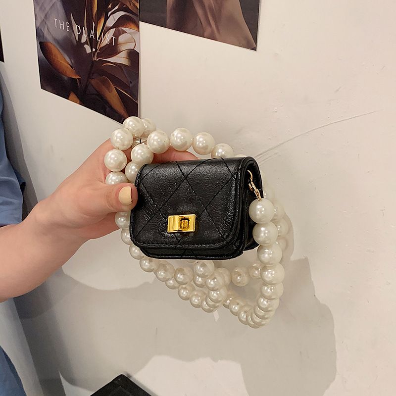 Mode Große Perlenkette Mini Lippenstift Tasche