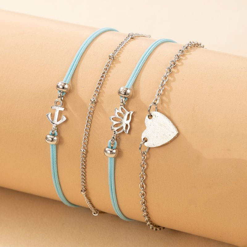 Nuevo Juego De 4 Piezas De Pulsera De Cuerda De Mano Con Gancho De Loto De Amor Simple