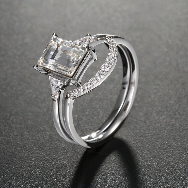 New 925 Silver Fashion Simple Diamond Geometric Ring