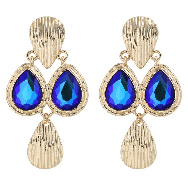 Fashion Alloy Inlaid Colorful Gemstone Drop-shaped Creative Earrings