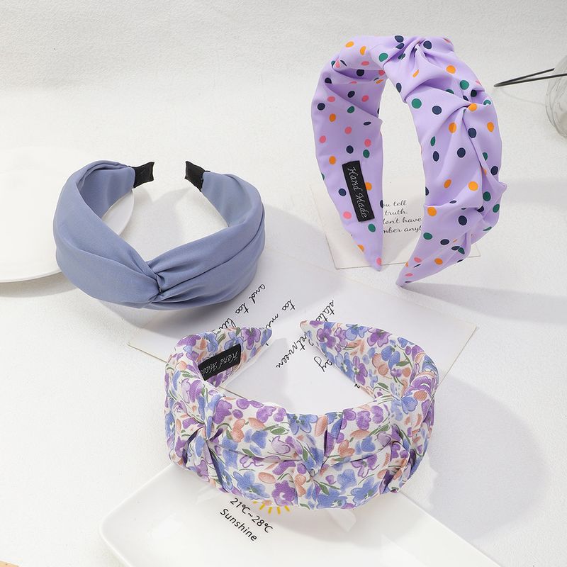 Korean Flower Printing Wide-brimmed Pleated Headband Wholesale