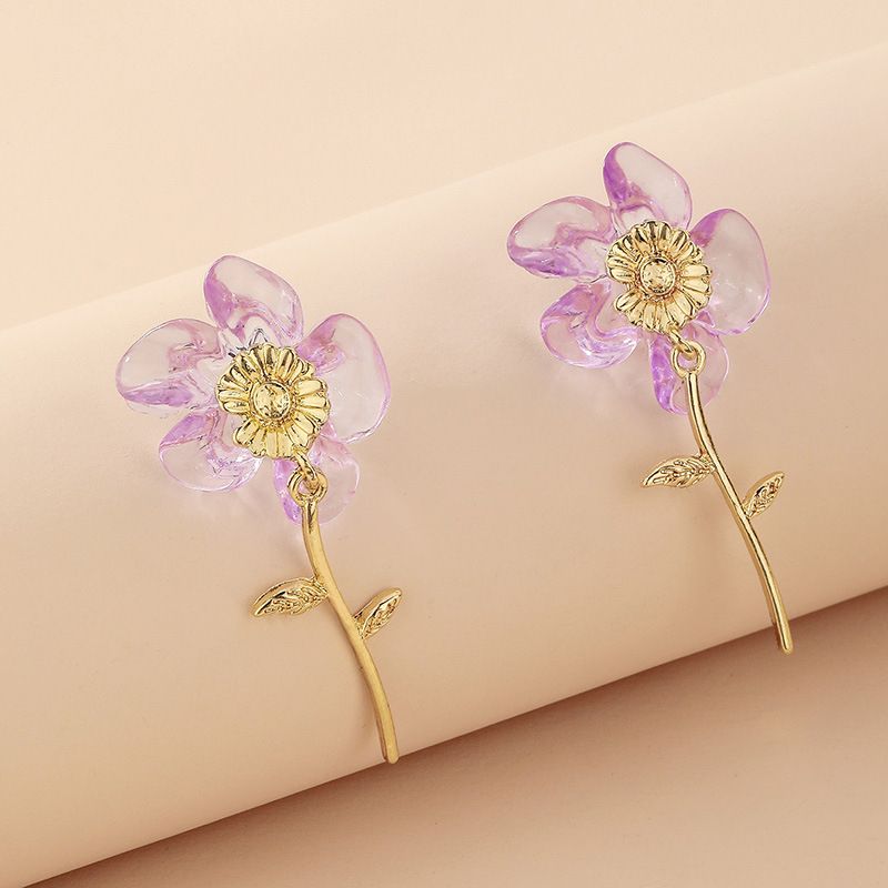 Boucles D&#39;oreilles Fleurs Transparentes De Style Coréen