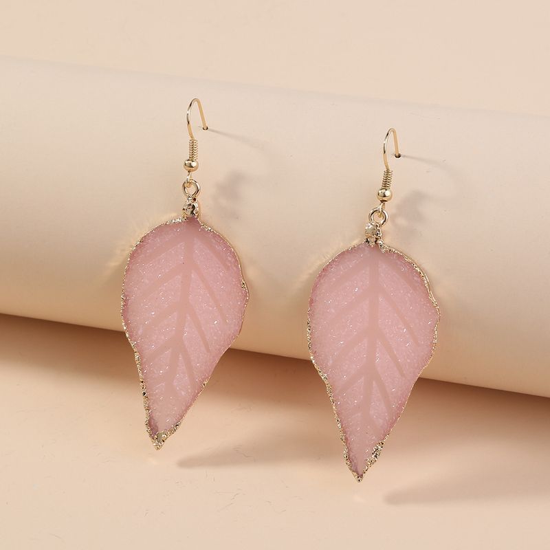 Simple Pink Leaf Earrings Wholesale