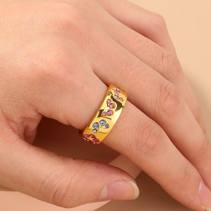 Mode Gemischte Farbe Kupfer Eingelegter Zirkon Schmetterling Ring