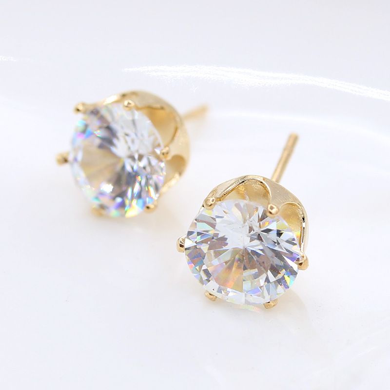 Korean Fashion Crown Bottom Crystal Zircon Earrings Wholesale