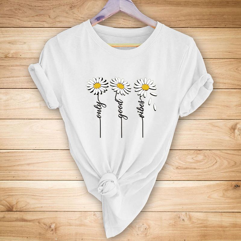 Fashion New Style Flower Print T-shirt