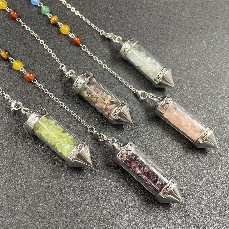 Fashion Crystal Crushed Stone Colored Beads Necklace Pendant