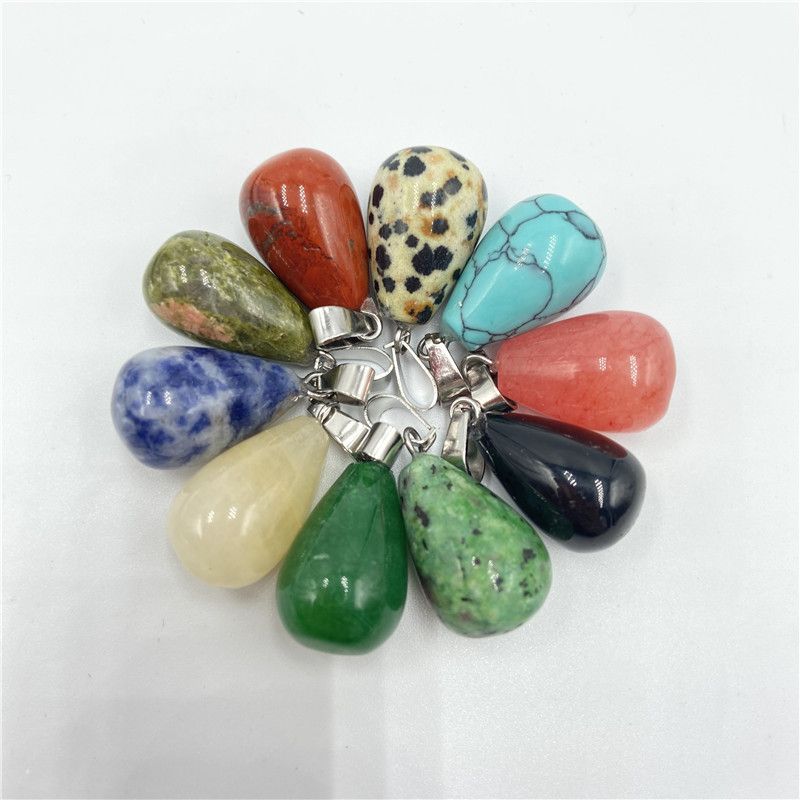Ethnic Style Crystal Agate Stone Round Water Drop Multicolor Necklace Pendant Wholesale