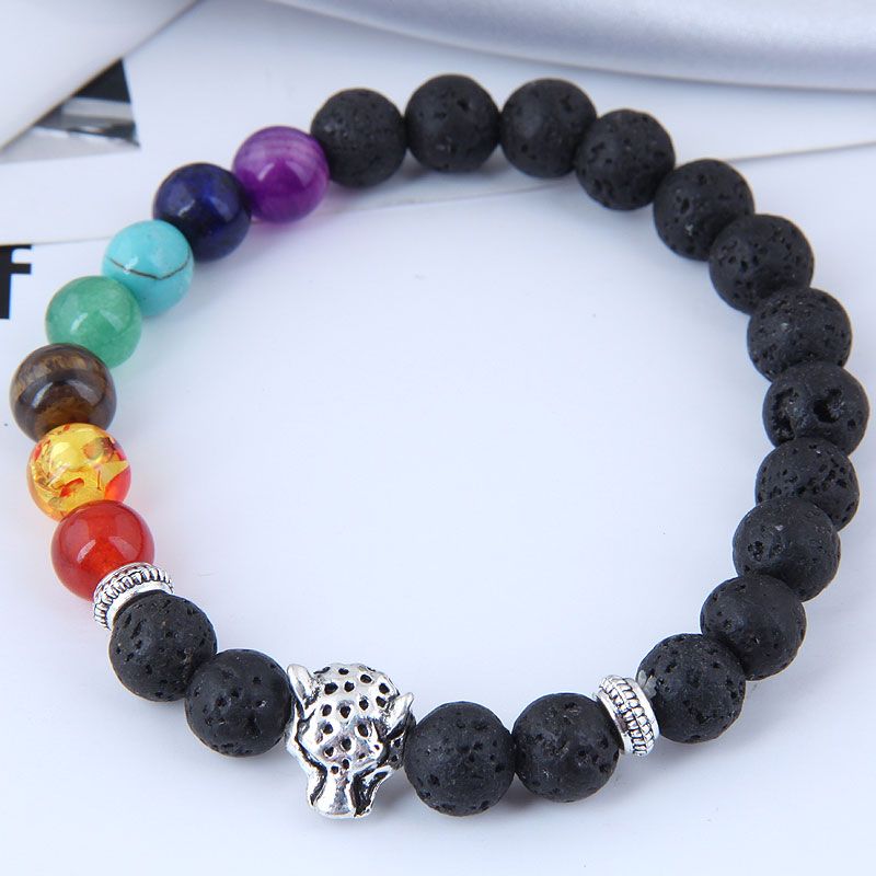 Ethnic Leopard Head Stone Bracelet