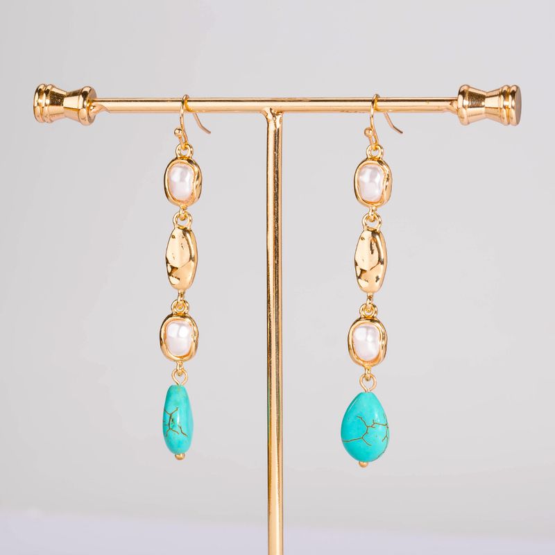 Roman Retro Multi-element Long Tassel Turquoise Earrings