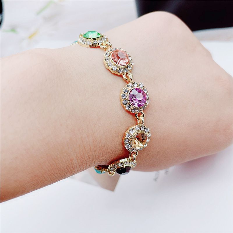 Bracelet En Cristal De Couleur Zircon Rétro