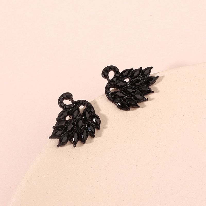 Korean Black Swan Full Diamond Earrings