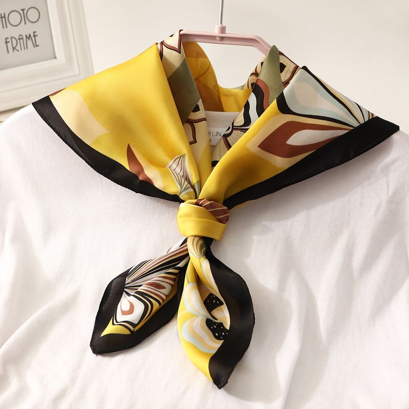 Fashion Printing Navy Style Sunscreen Small Square Silk Headscarf