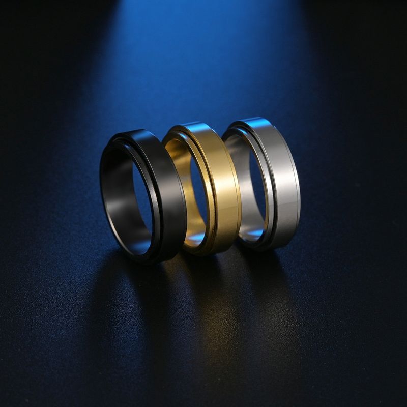 Simple Glossy Titanium Steel Decompression Rotating Ring