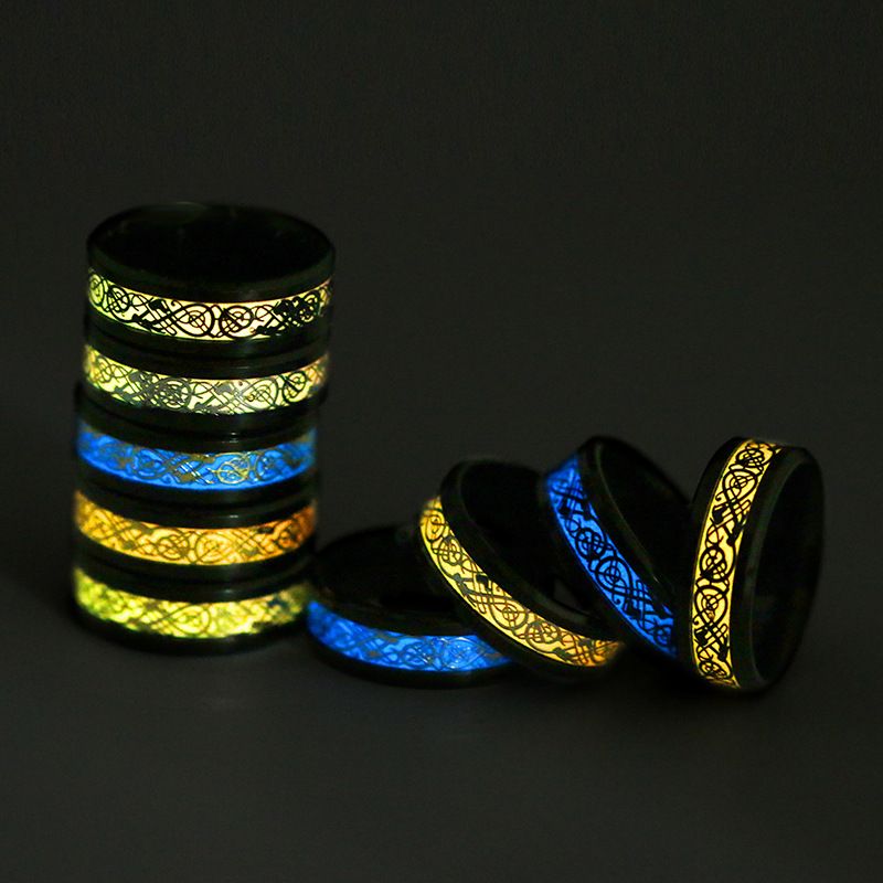 Mode Leuchtende Farben Edelstahl Drachen Muster Ring