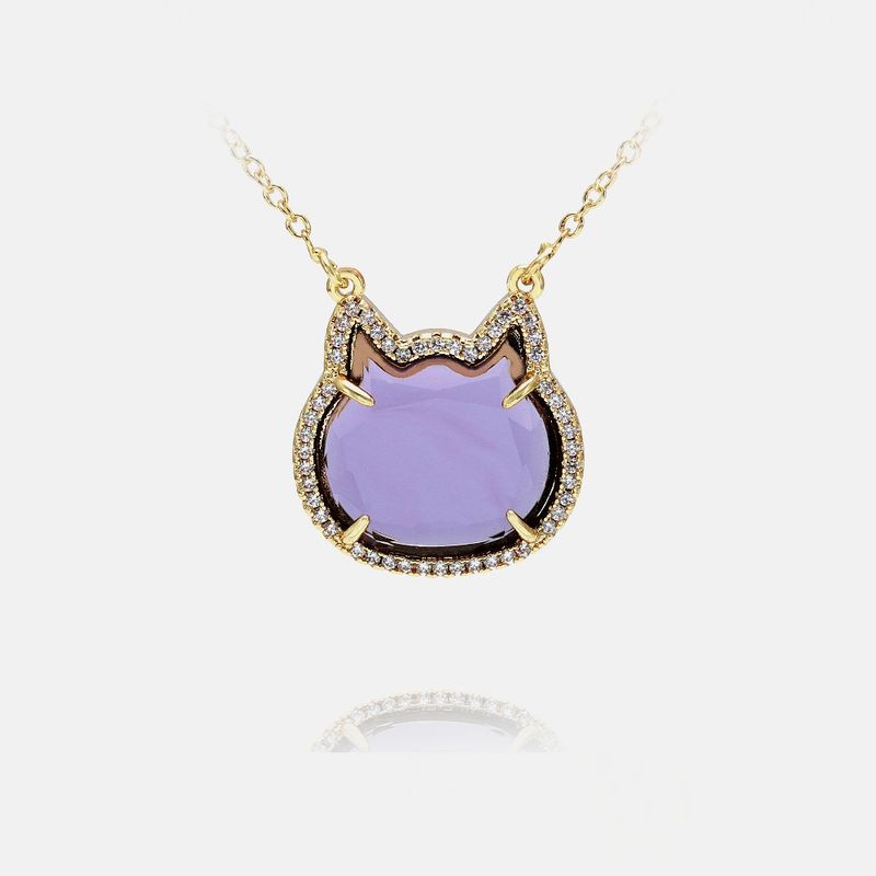 New Fashion Colored Glass Cat Pendent Necklace