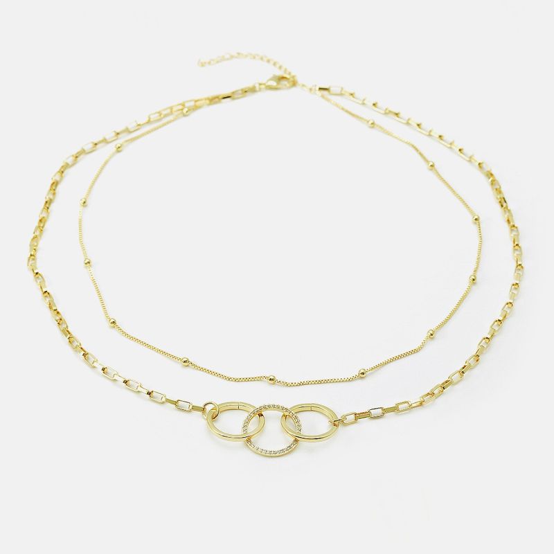 Simple Double Zircon Chain Necklace Wholesale