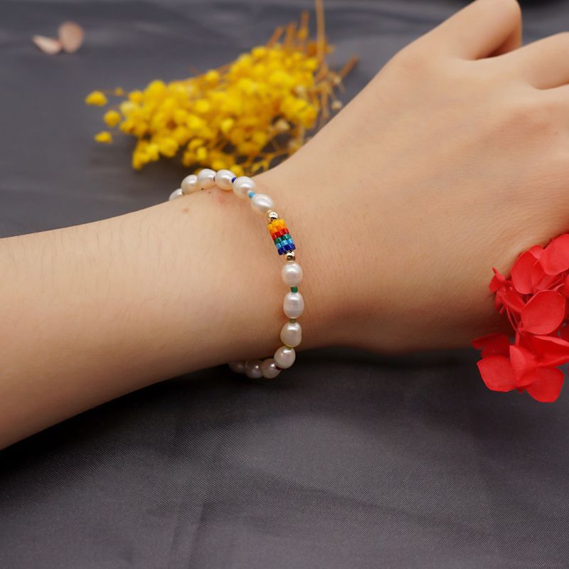 Ethnic Flowers Beads Pearl Bracelet