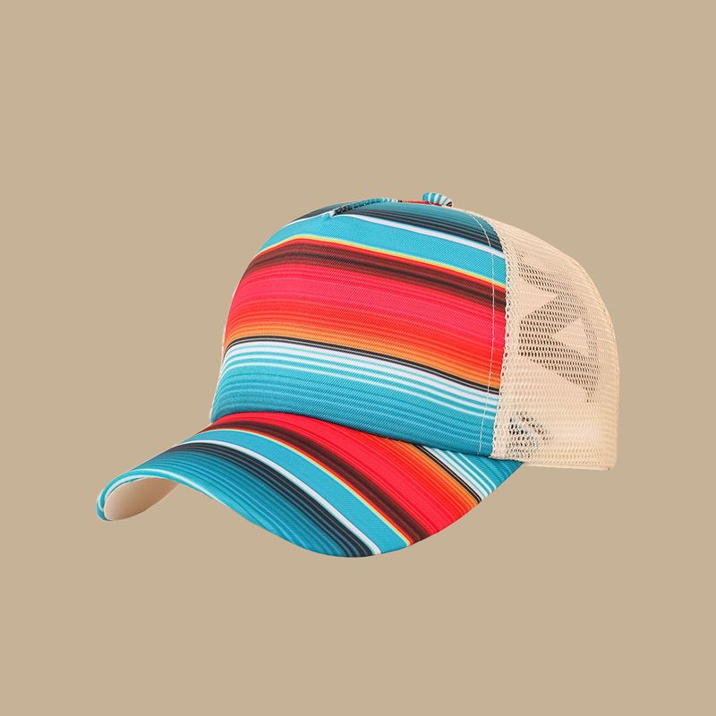 Korean Style Breathable Rainbow Striped Baseball Net Cap