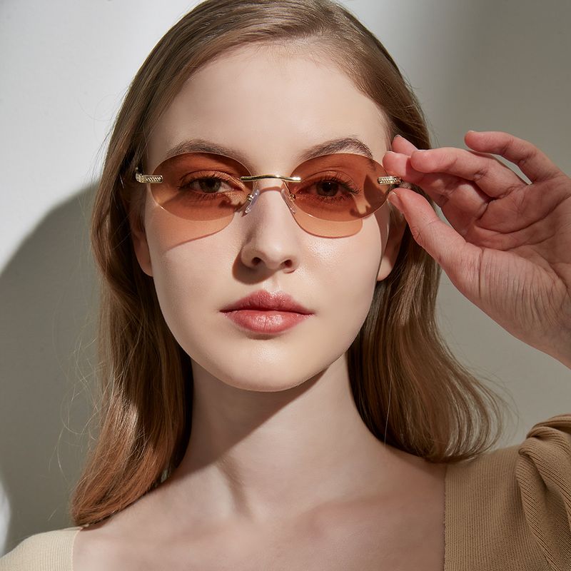 Retro Frameless Oval Small Sunglasses