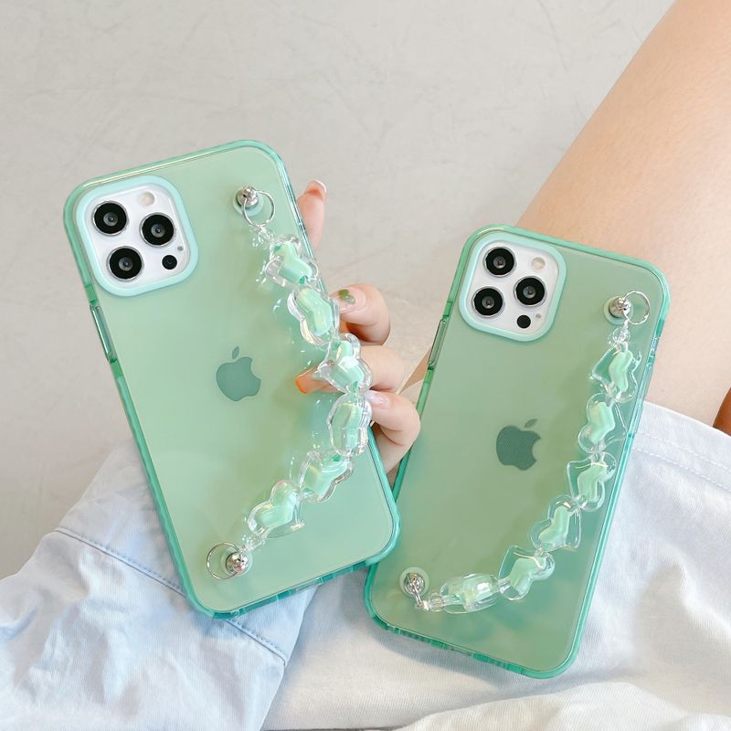 Korean Summer Mint Green Heart Bracelet Mobile Phone Case