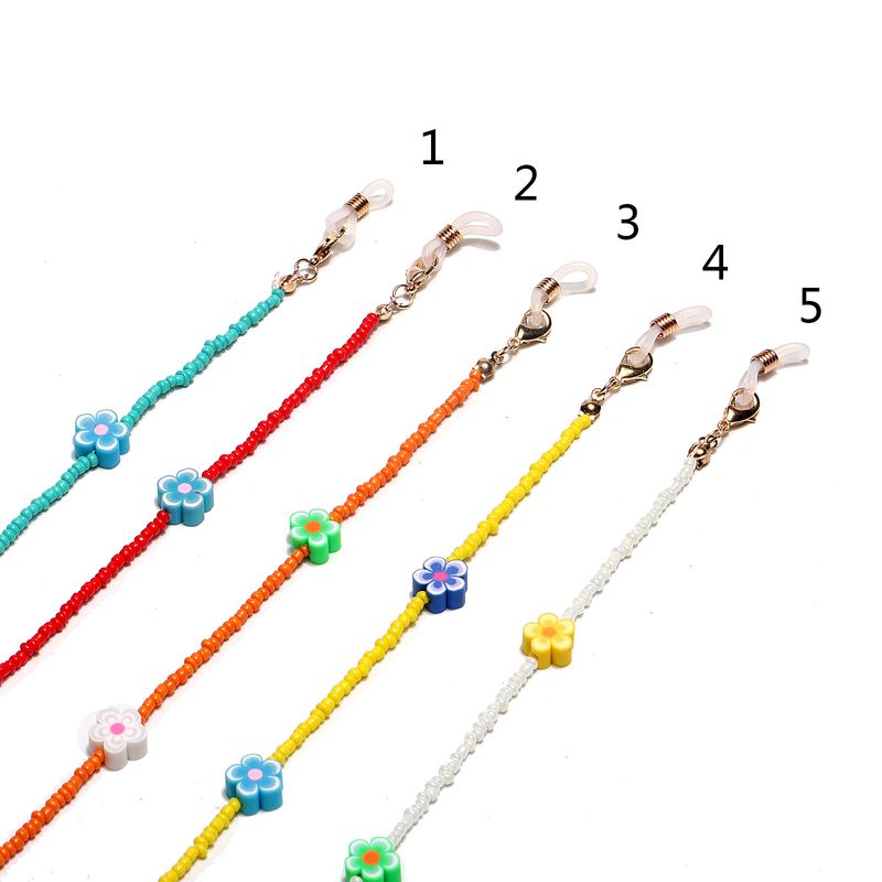 Fashion Soft Ceramic Flower Multicolor Rice Bead Glasses Chain