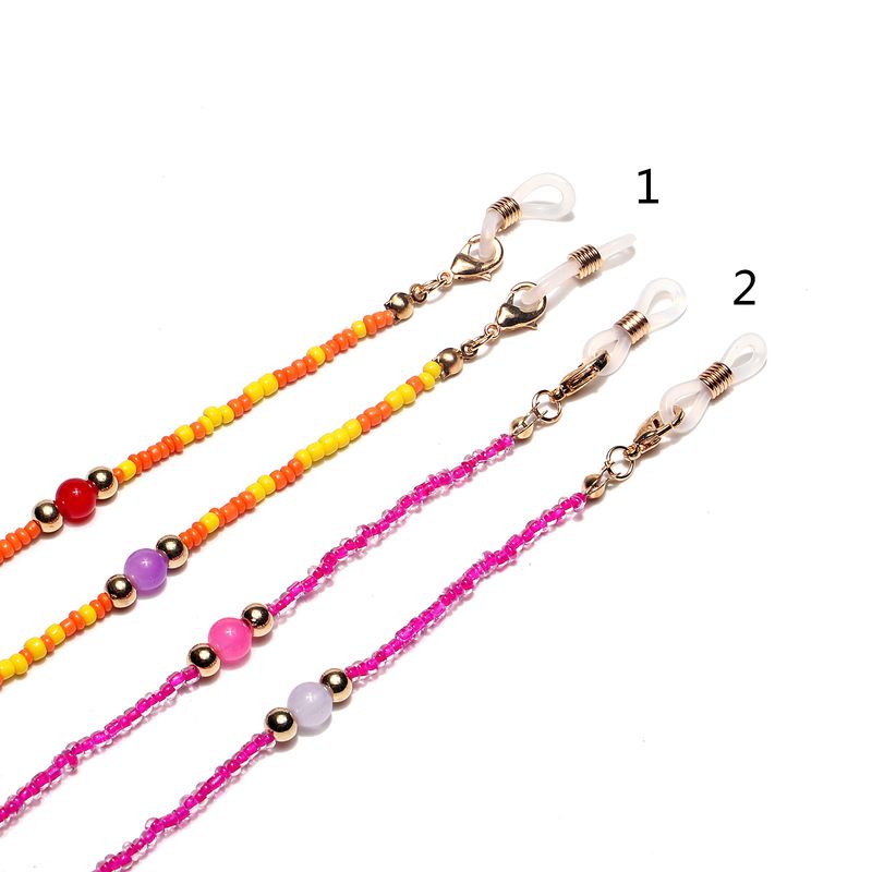 Fashion Round Rice Beads Mixed Color Glasses Chain