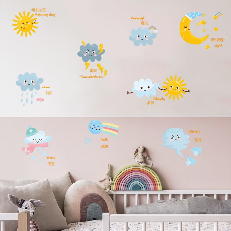 Cartoon Weather Sun Clouds Moon Dark Clouds Decorative Wall Stickers