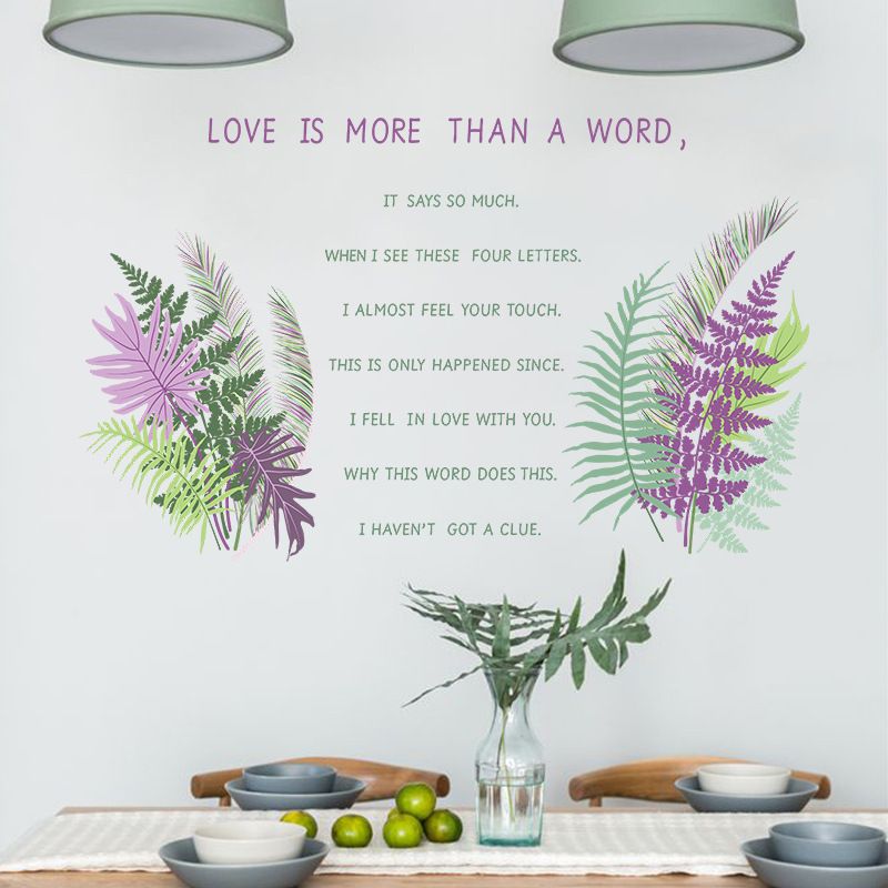 Nuevo Lema Inglés Plantas Verdes Pegatinas De Pared Decorativas