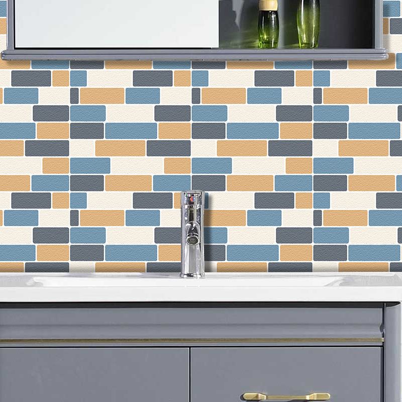 Fashion Blue And Yellow Striped Tile Wall Floor Decoration Stickers