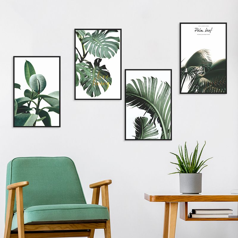Nouvelle Plante Verte Feuille De Tortue Rectangle Plat Cadre Photo Autocollant Mural