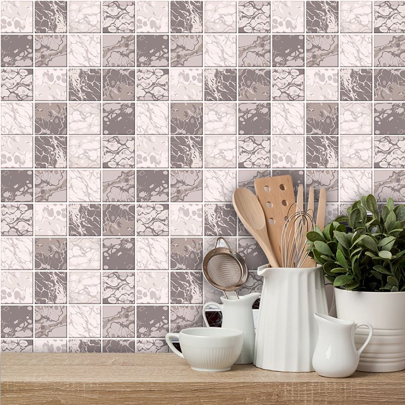 Simple Coffee Color Geometric Lattice Tile Decoration Wall Stickers