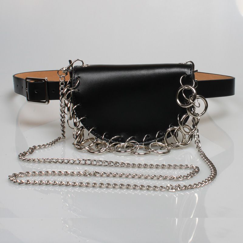 Punk Style Circle Ring Bag Chain Decoration Belt