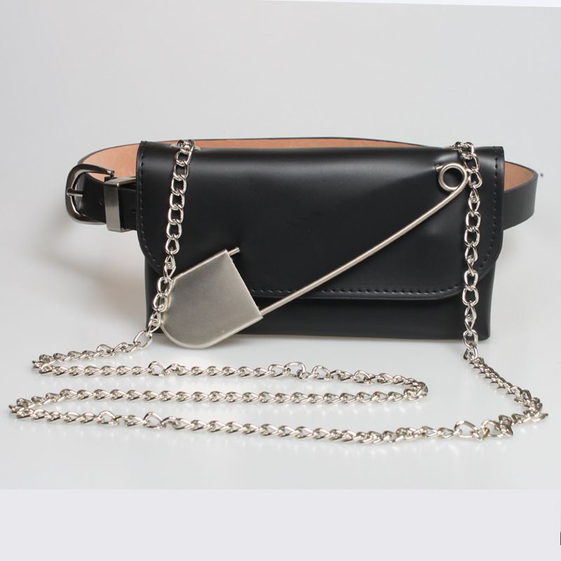 Punk Style Chain Pin Waist Bag Decor Belt