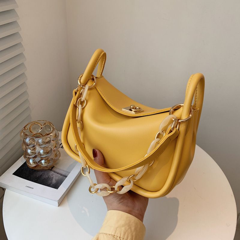 Fashion Solid Color Acrylic Chain Armpit Bag