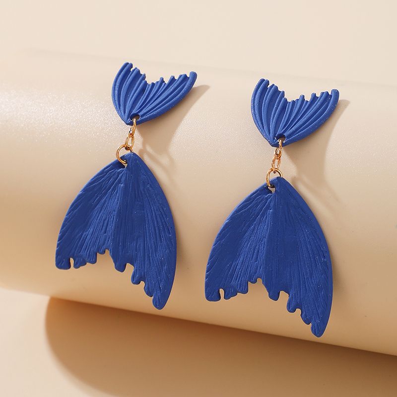 New Blue Fishtail Irregular Alloy Earrings