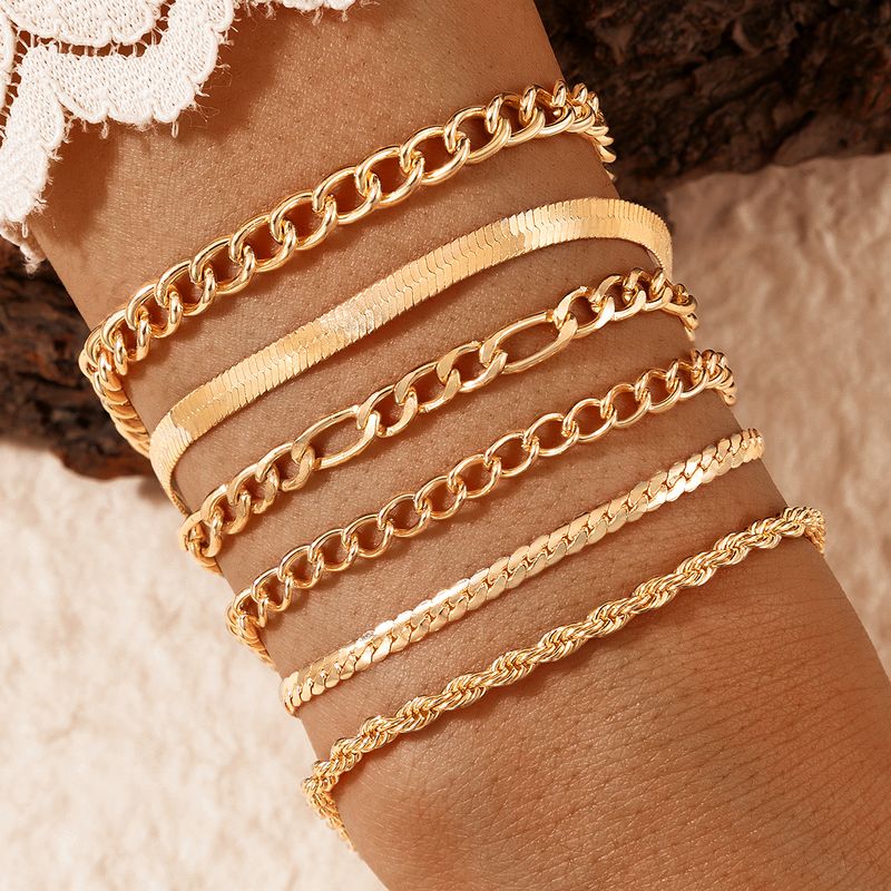 Simple Golden Metal Twist Bracelet 6-piece Set