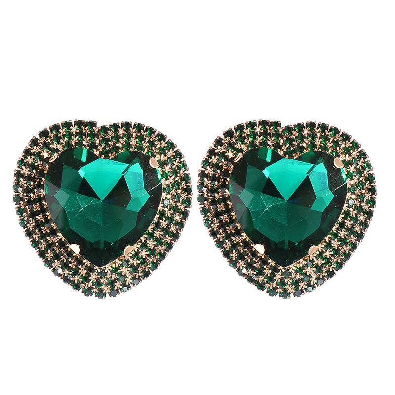 Fashion Heart-shaped Alloy Diamond Earrings