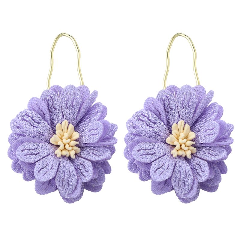 Korean Style Mesh Cloth Alloy Flower Earrings