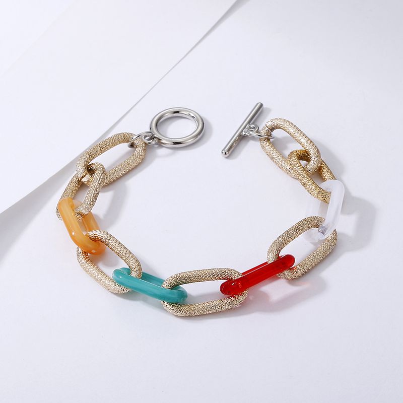 Retro Frosted Stitching Multicolor Acrylic Aluminum Bracelet