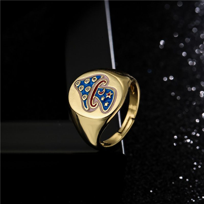 Fashion 4-color Dripping Oil Fish Shape Geometric Opening Ring
