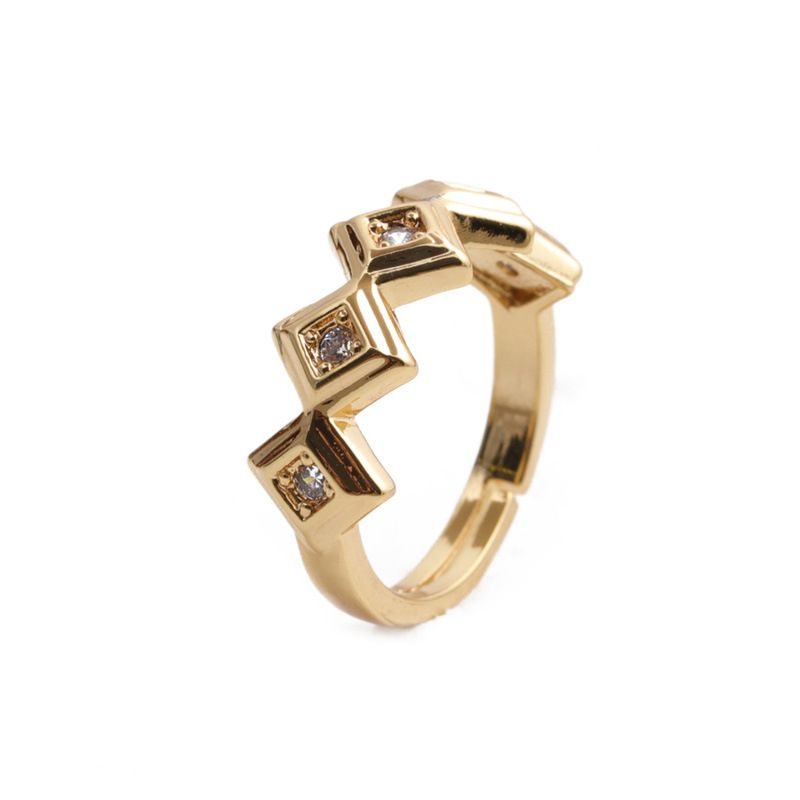 European And American Fashion Normcore Style Open Ring Women's Diamond Simple Ring Internet-famous And Vintage Tail Ring